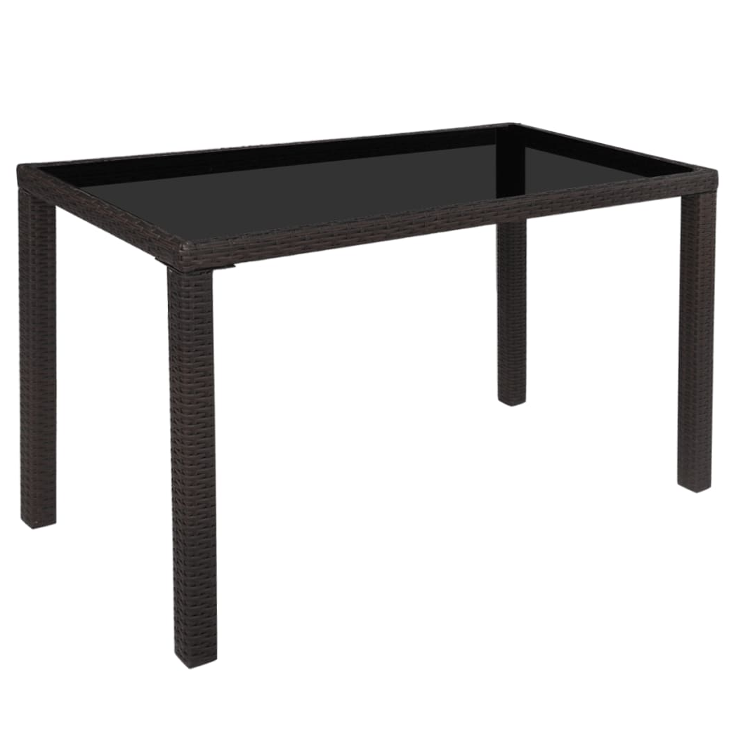 5 Piece Outdoor Dining Set with Cushions Poly Rattan Brown