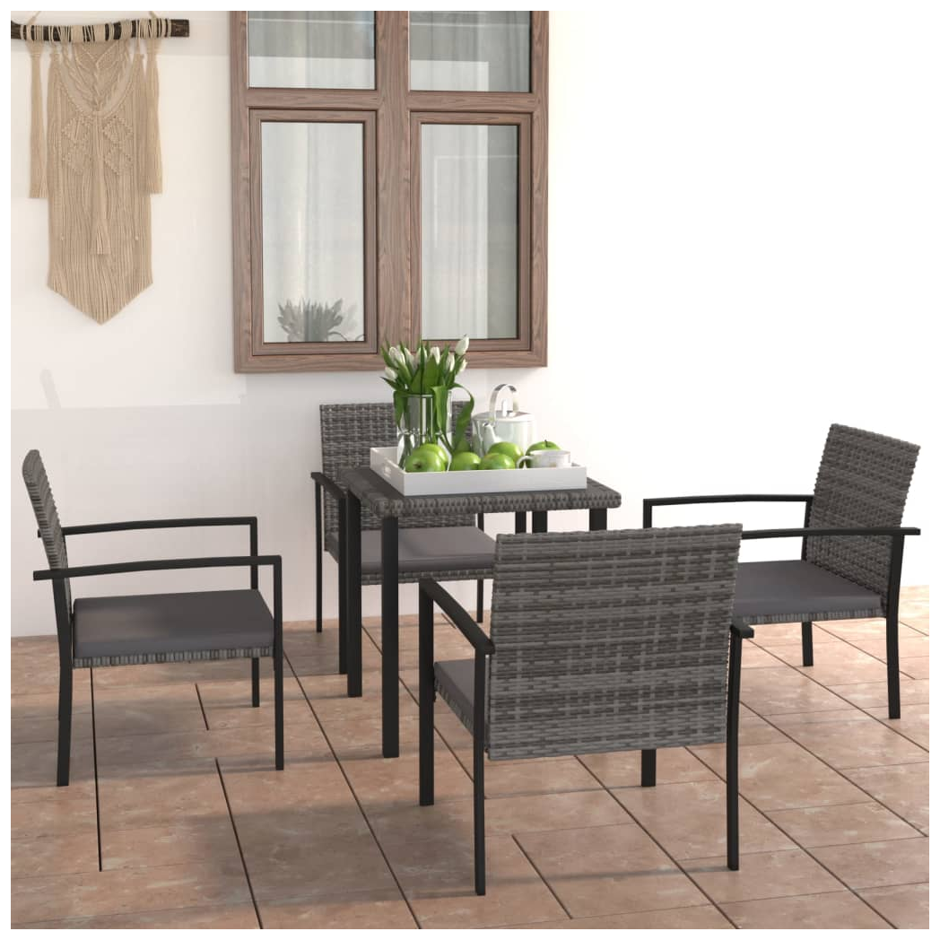 5 Piece Outdoor Dining Set Poly Rattan Grey