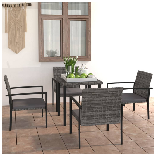 5 Piece Outdoor Dining Set Poly Rattan Grey