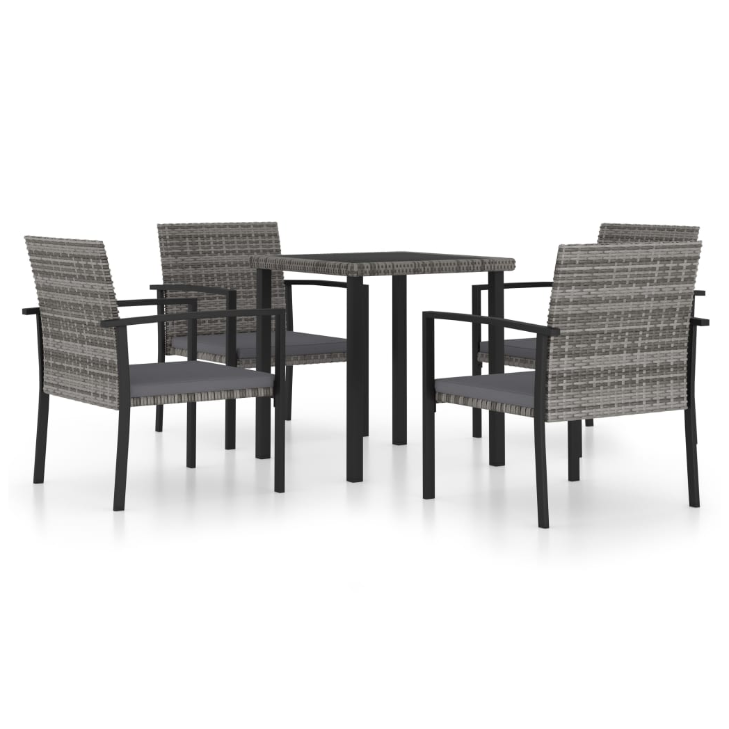 5 Piece Outdoor Dining Set Poly Rattan Grey