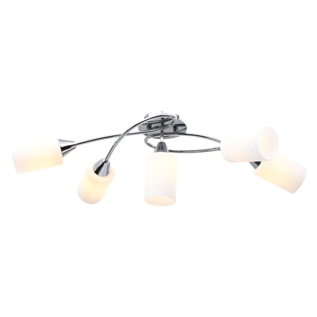 Ceiling Lamp with Ceramic Shades for 5 E14 Bulbs White Cone