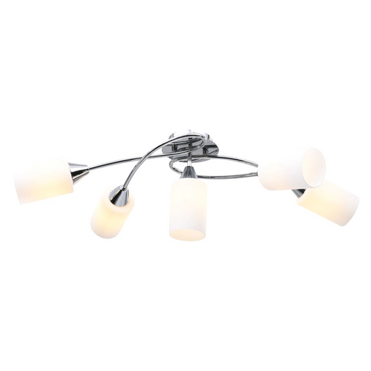 Ceiling Lamp with Ceramic Shades for 5 E14 Bulbs White Cone