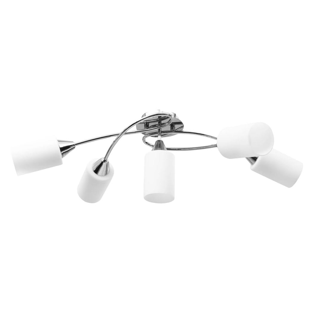 Ceiling Lamp with Ceramic Shades for 5 E14 Bulbs White Cone