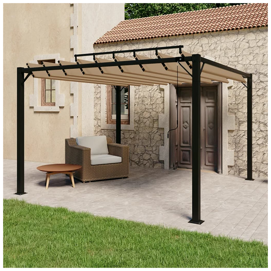 Gazebo with Louvered Roof 3x3 m Taupe Fabric and Aluminium
