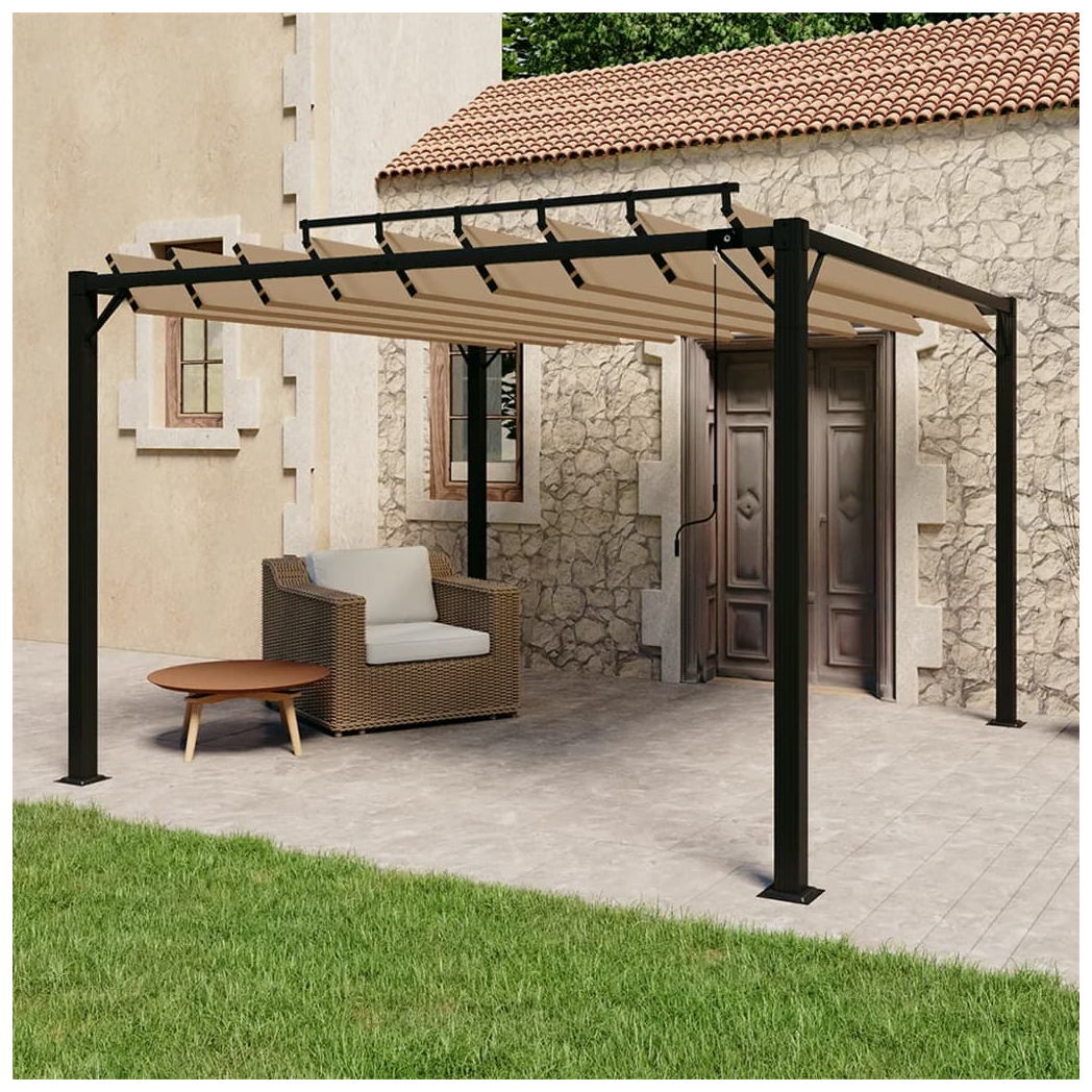 Gazebo with Louvered Roof 3x3 m Taupe Fabric and Aluminium