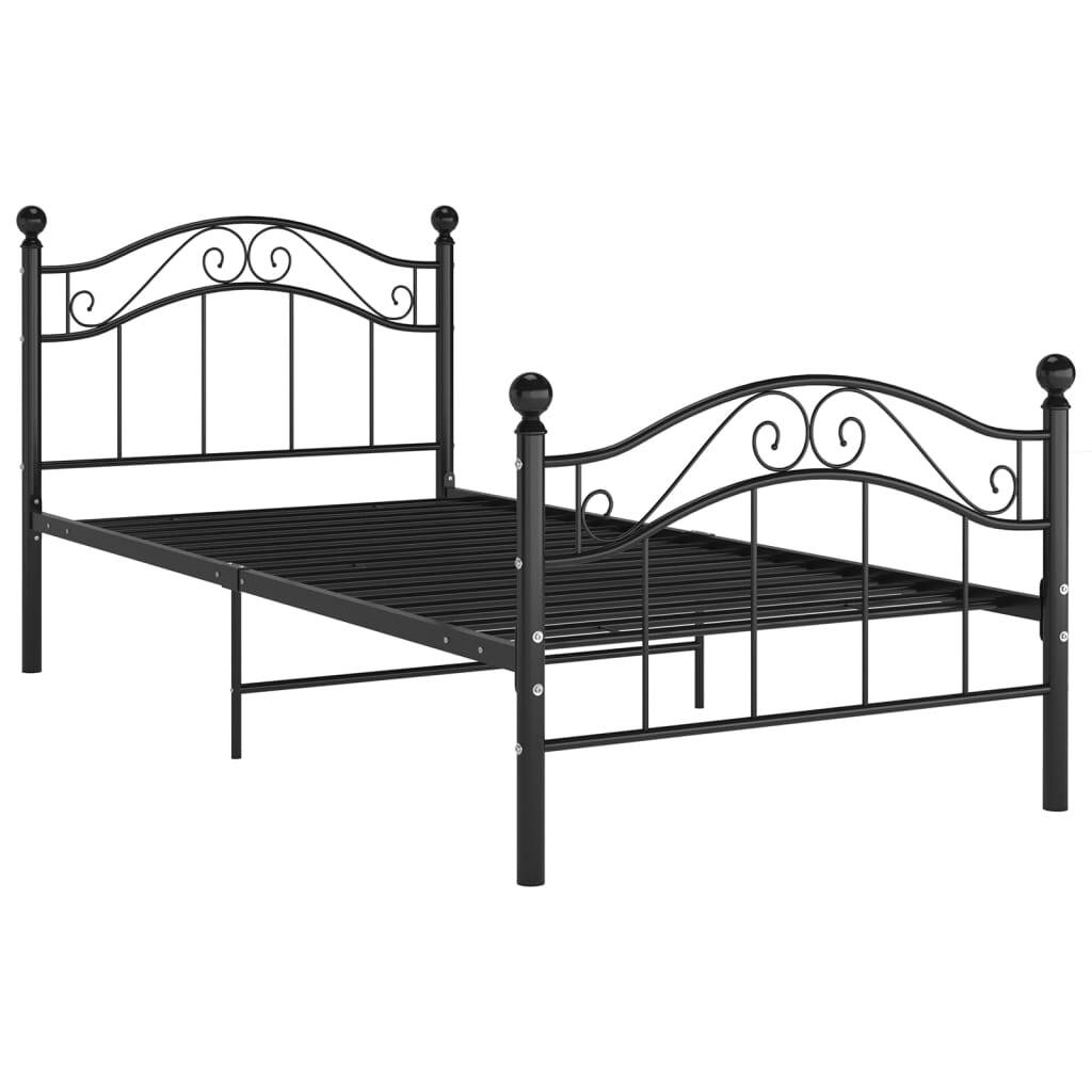 Bed Frame Black Metal 100x200 cm
