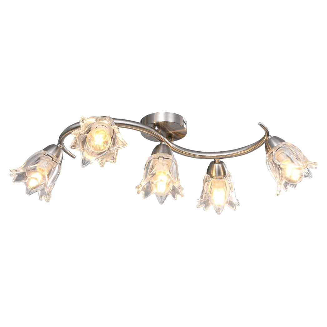 Ceiling Lamp with Transparent Glass Shades for 5 E14 Bulbs Tulip