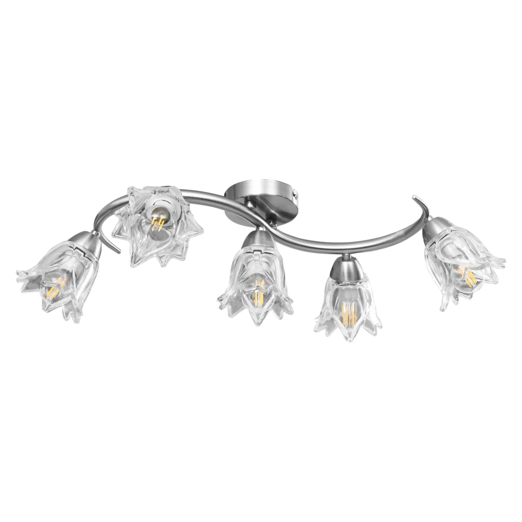 Ceiling Lamp with Transparent Glass Shades for 5 E14 Bulbs Tulip