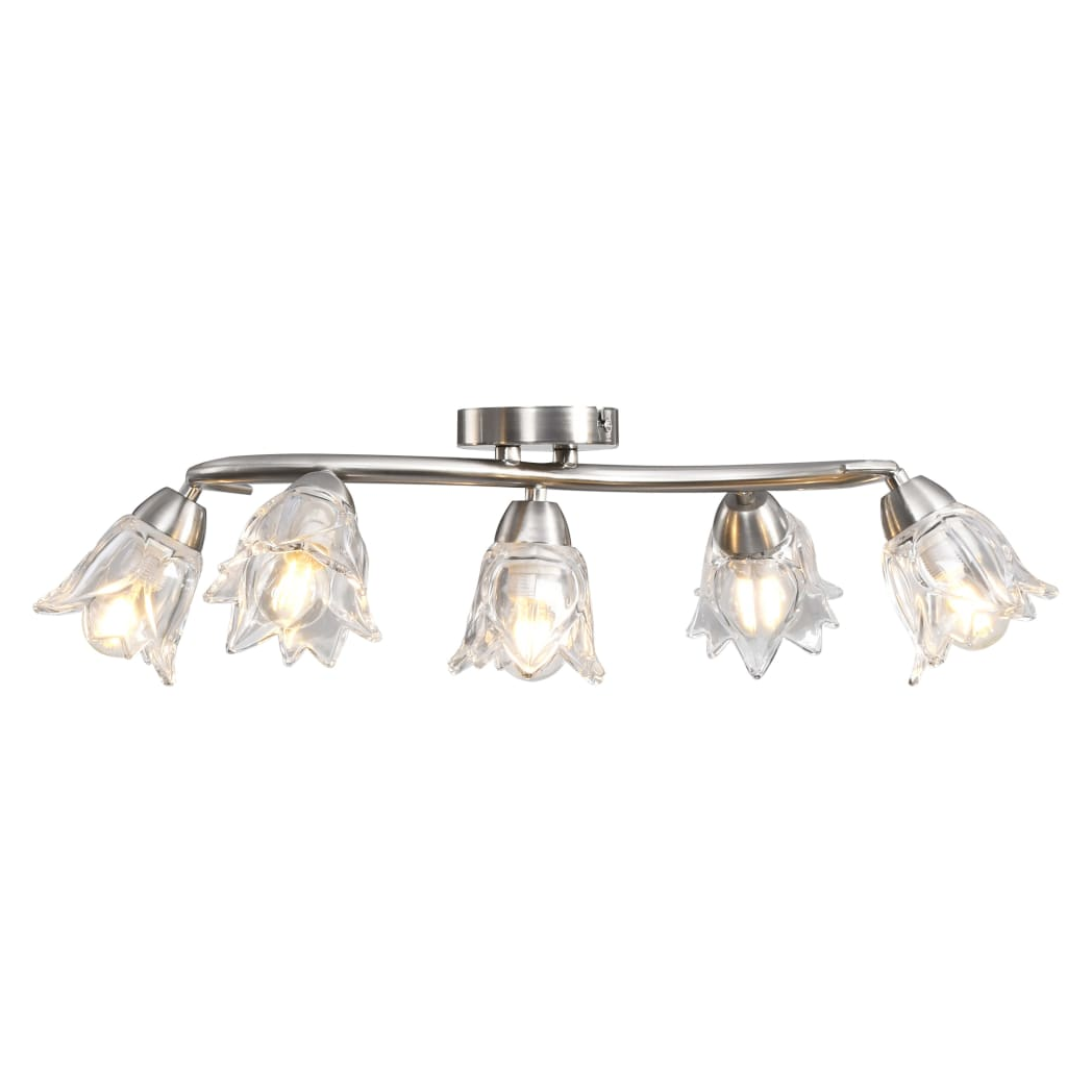 Ceiling Lamp with Transparent Glass Shades for 5 E14 Bulbs Tulip