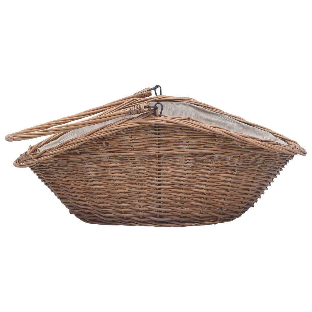 Firewood Basket with Handle 60x44x55 cm Natural Willow