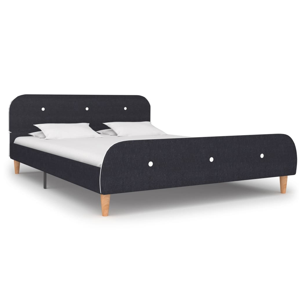 Bed Frame Dark Grey Fabric 135x190 cm Double