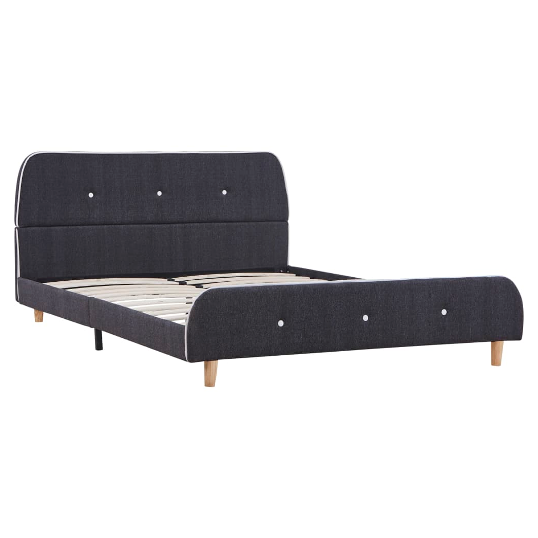 Bed Frame Dark Grey Fabric 135x190 cm Double
