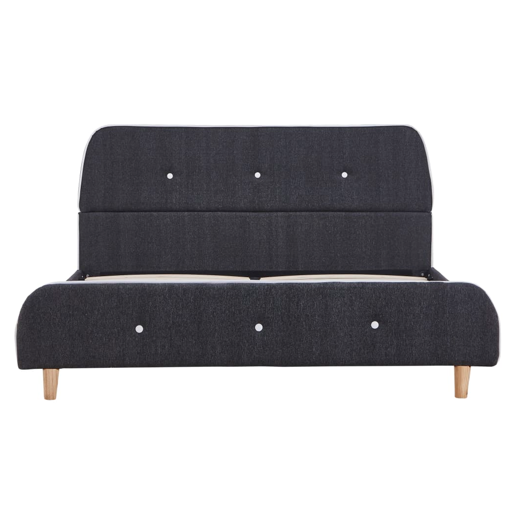 Bed Frame Dark Grey Fabric 135x190 cm Double