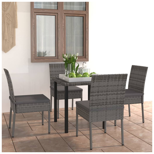 5 Piece Outdoor Dining Set with Cushions Poly Rattan Grey