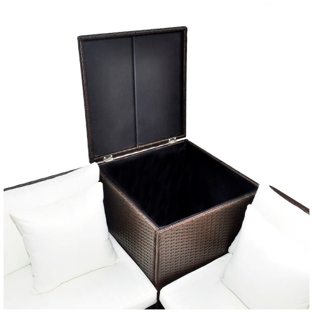 4 Piece Garden Lounge Set with Cushions Poly Rattan Brown