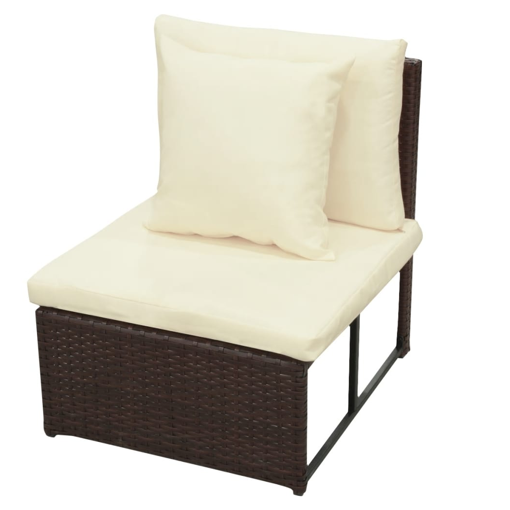 8 Piece Garden Lounge Set with Cushions Poly Rattan Brown