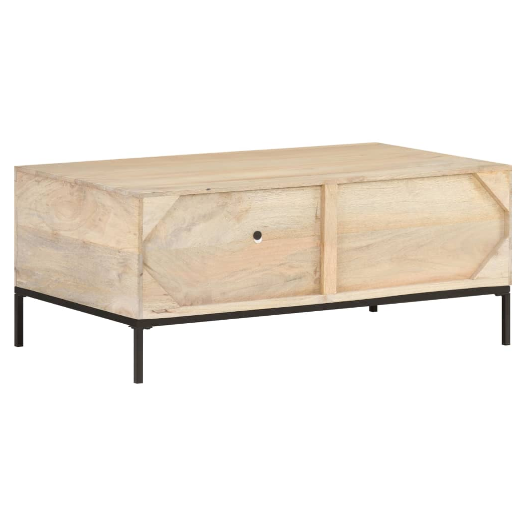 Coffee Table 90x50x37 cm Solid Mango Wood and Natural Cane