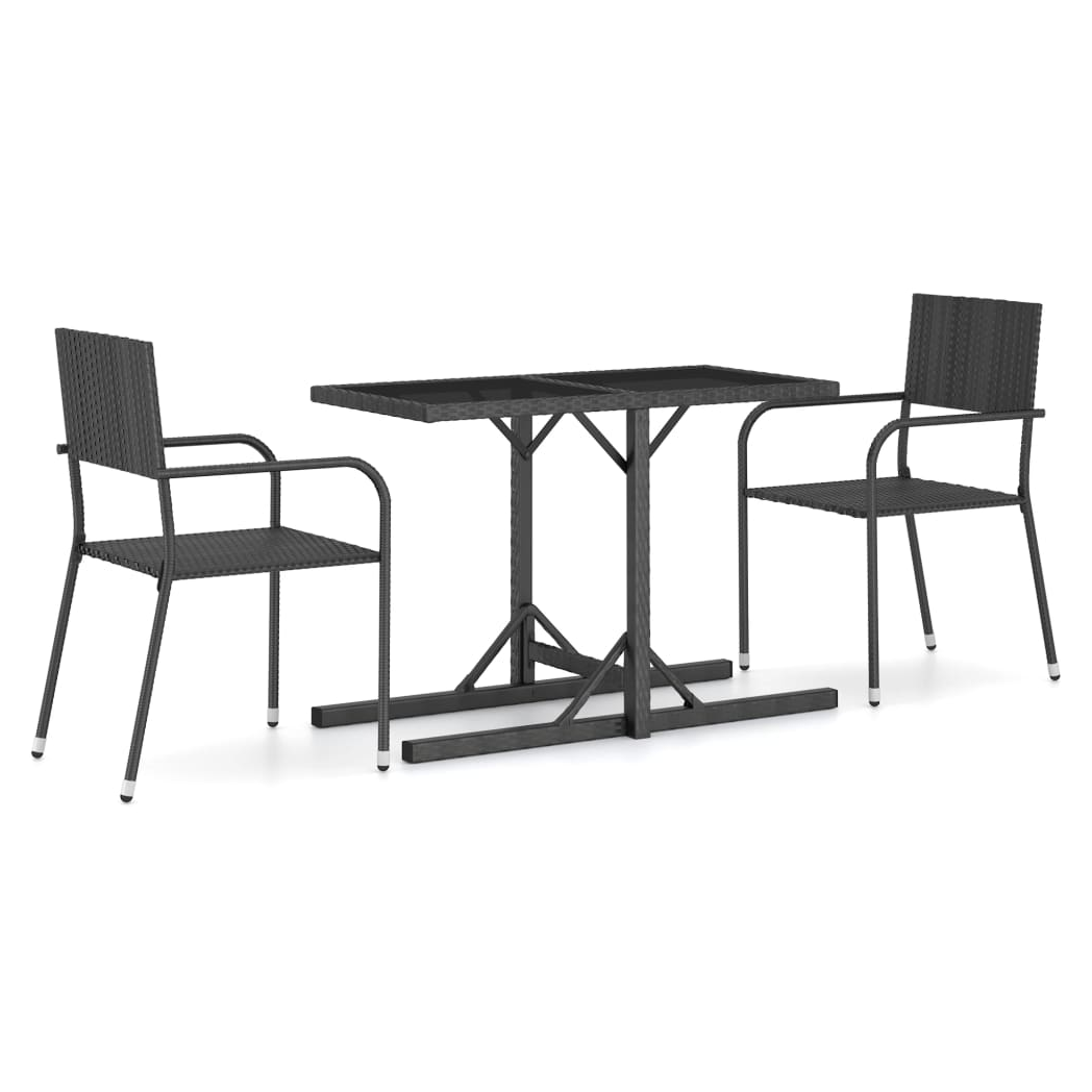 3 Piece Garden Dining Set Black