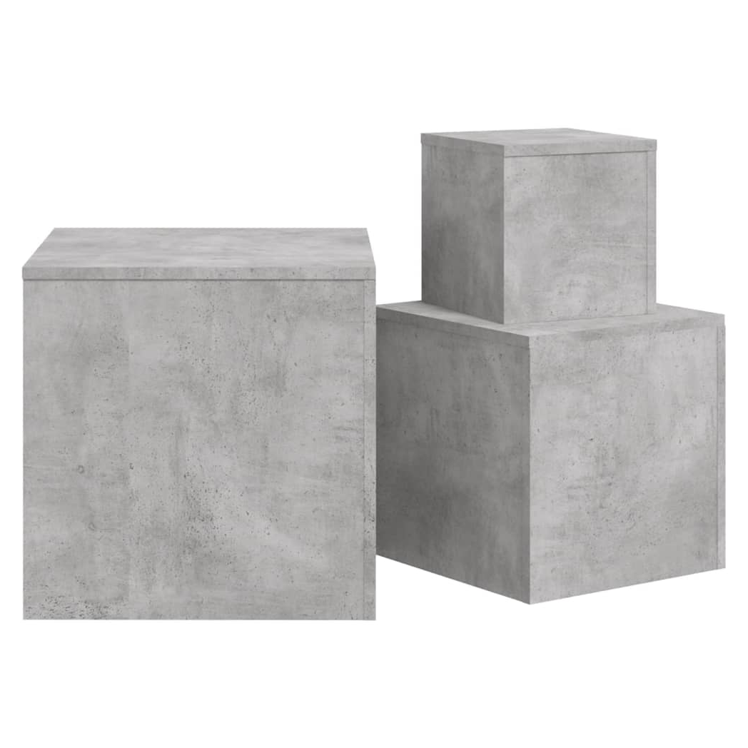 Side Tables 3 pcs Concrete Grey Engineered Wood