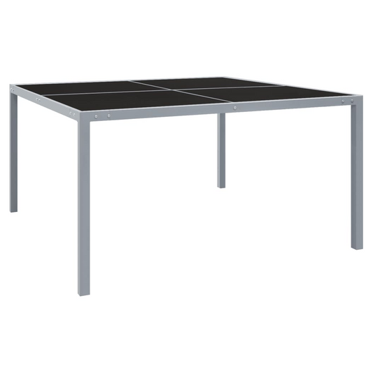 Garden Table 130x130x72 cm Grey Steel and Glass