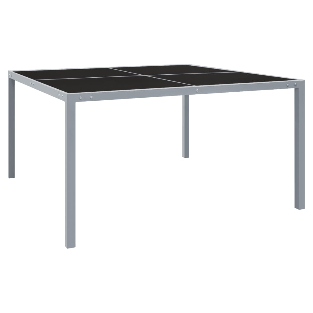 Garden Table 130x130x72 cm Grey Steel and Glass