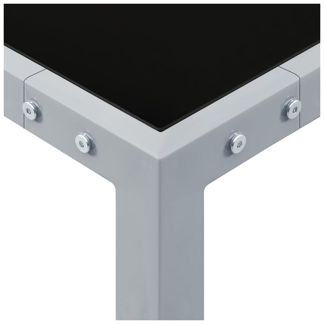 Garden Table 130x130x72 cm Grey Steel and Glass