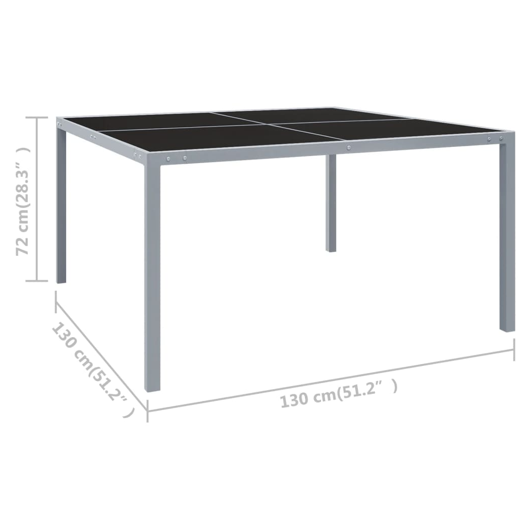 Garden Table 130x130x72 cm Grey Steel and Glass