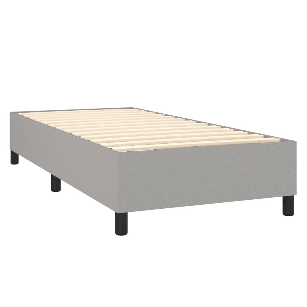 Box Spring Bed Frame Light Grey 90x190 cm 3FT Single Fabric