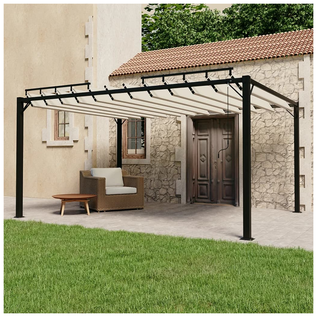 Gazebo with Louvered Roof 3x4 m Cream Fabric and Aluminium