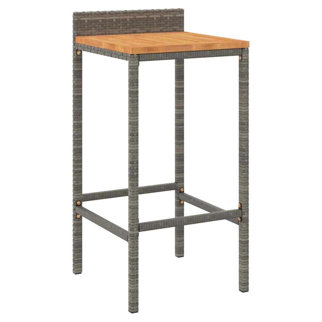 11 Piece Garden Bar Set Grey Poly Rattan& Solid Wood Acacia