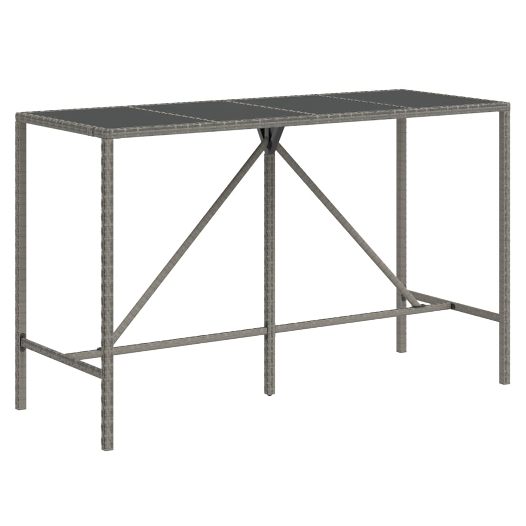 11 Piece Garden Bar Set Grey Poly Rattan& Solid Wood Acacia