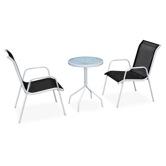 3 Piece Bistro Set Steel Black
