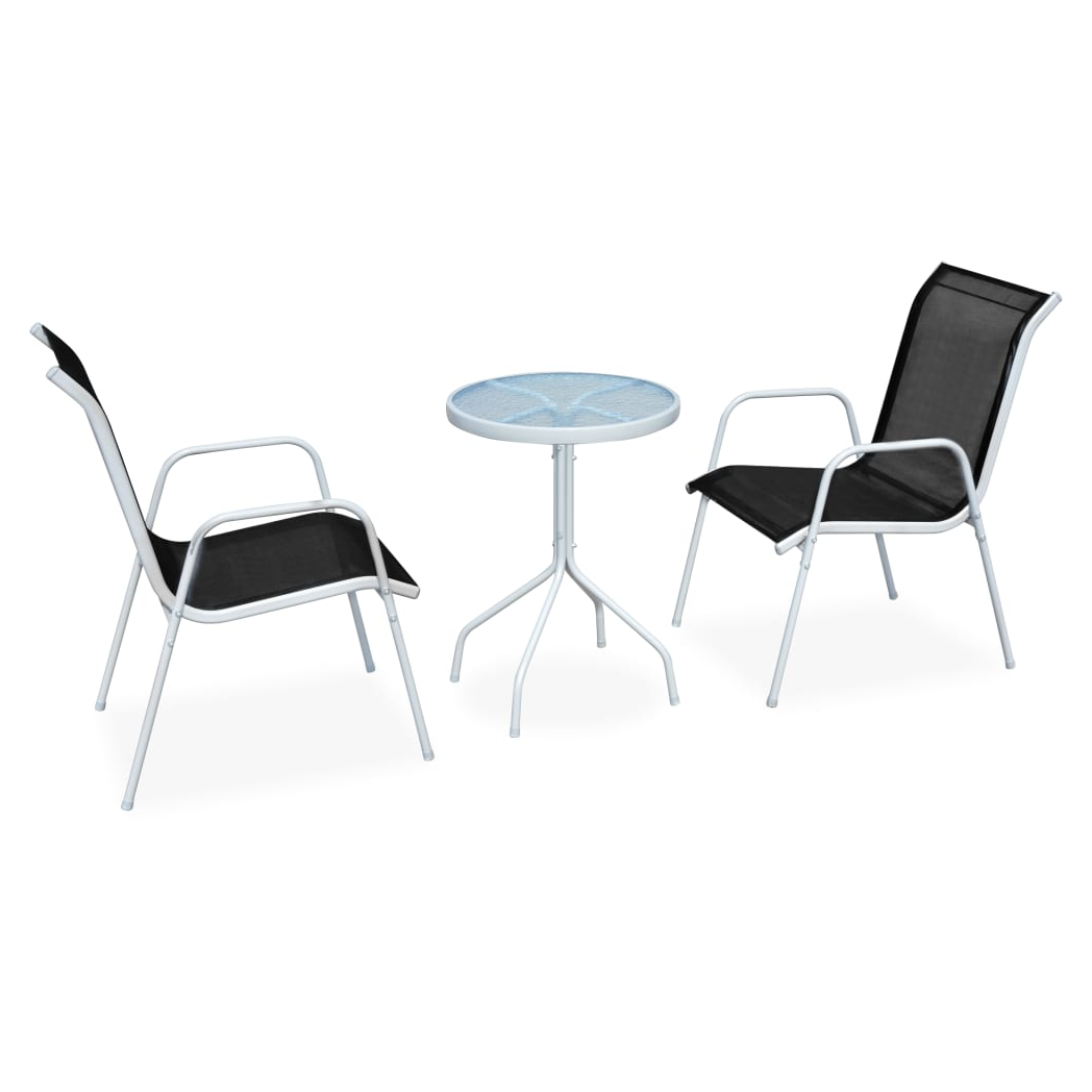 3 Piece Bistro Set Steel Black