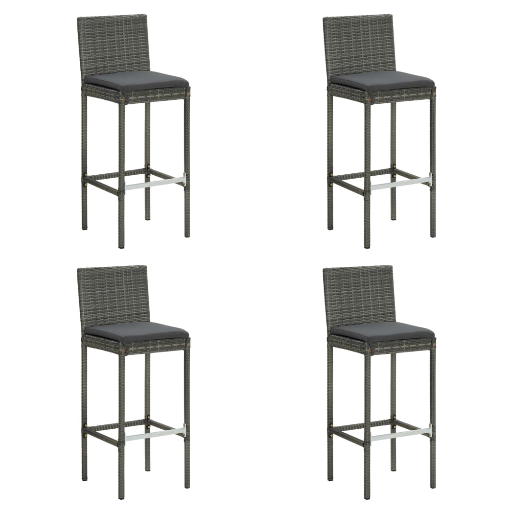 5 Piece Garden Bar Set with Cushions Poly Rattan Grey