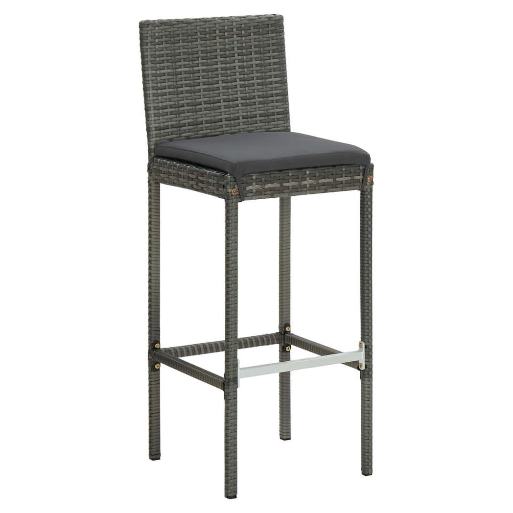 5 Piece Garden Bar Set with Cushions Poly Rattan Grey