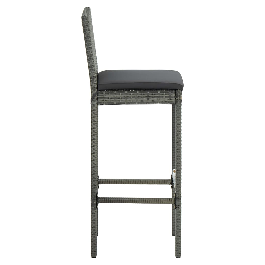 5 Piece Garden Bar Set with Cushions Poly Rattan Grey