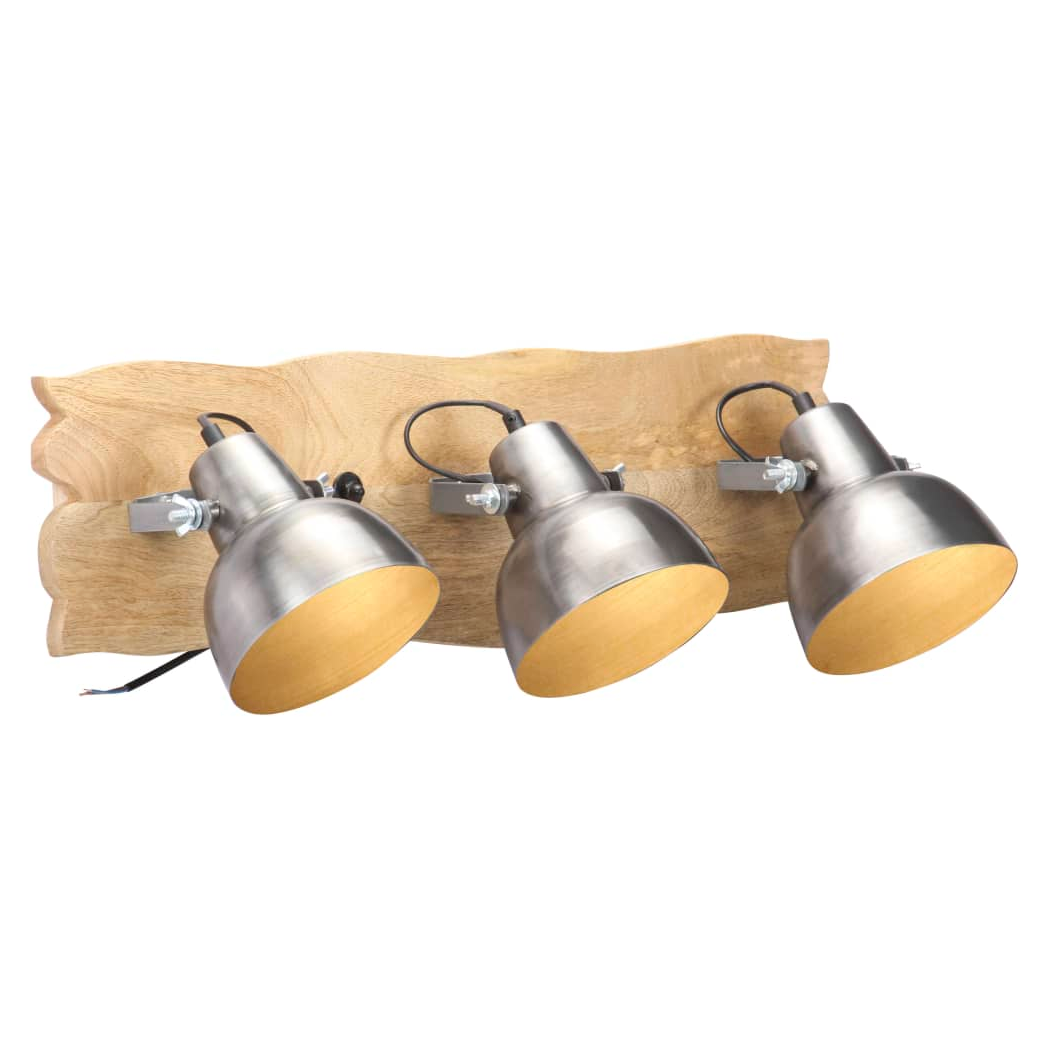 Industrial Wall Lamp Silver 68x23 cm E27 Mango Wood