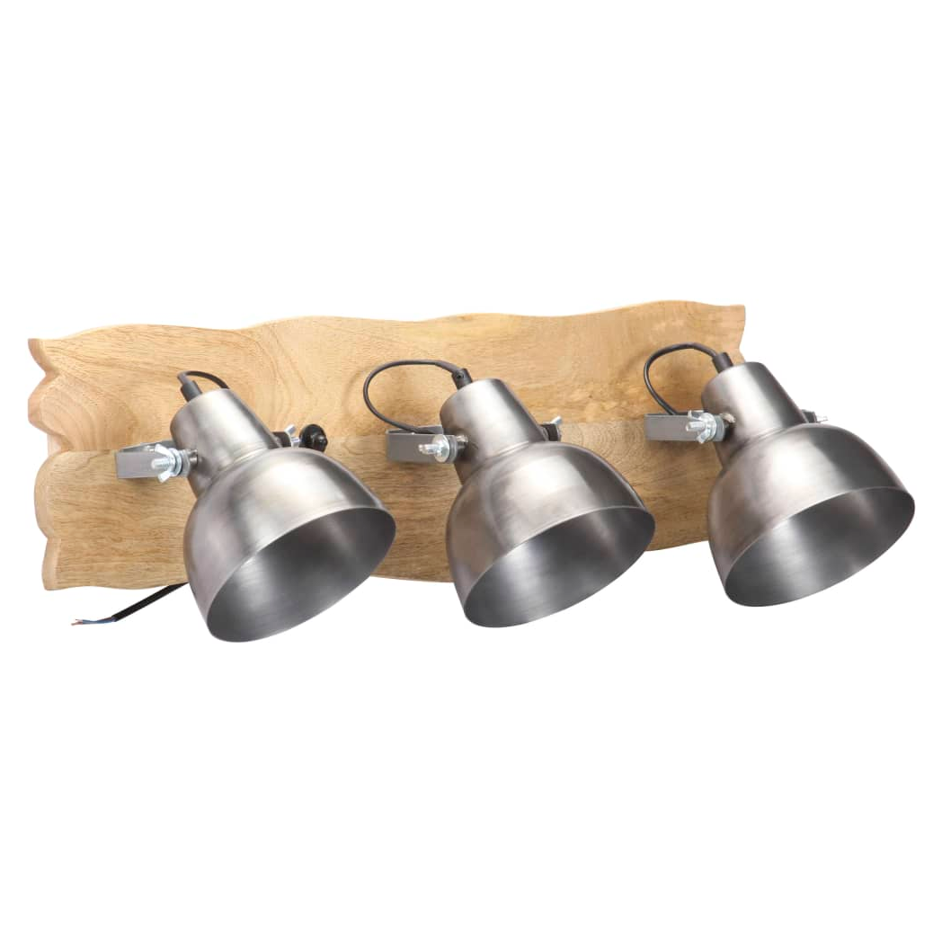 Industrial Wall Lamp Silver 68x23 cm E27 Mango Wood