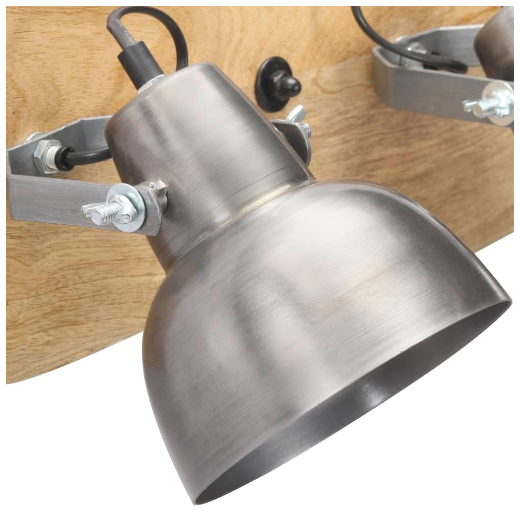 Industrial Wall Lamp Silver 68x23 cm E27 Mango Wood