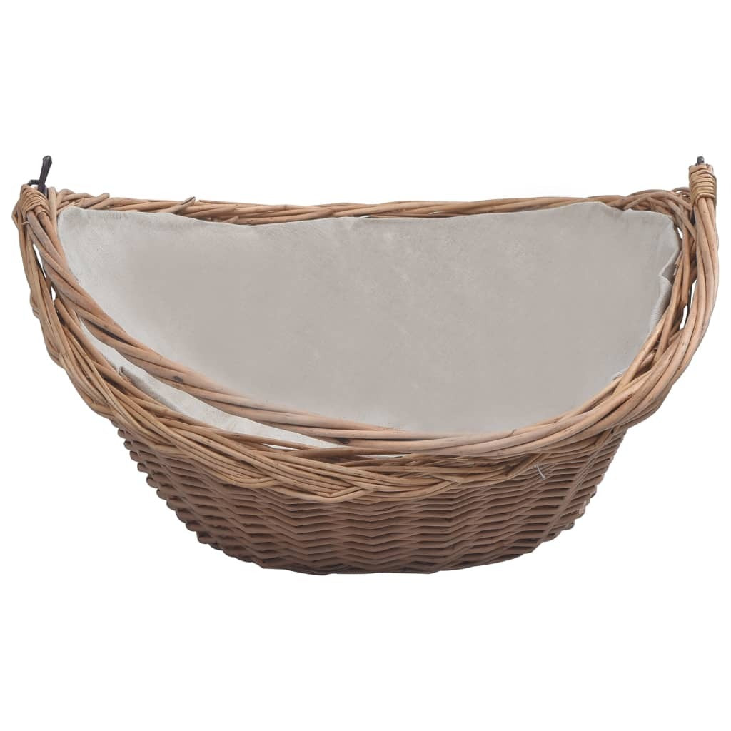 Firewood Basket with Handle 57x46.5x52 cm Brown Willow