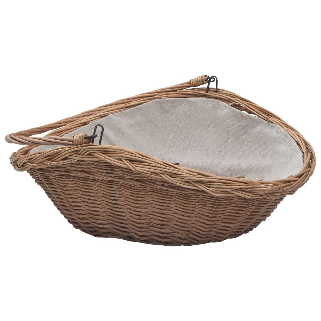 Firewood Basket with Handle 57x46.5x52 cm Brown Willow
