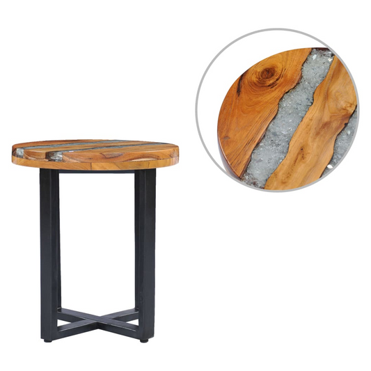 Coffee Table 40x45 cm Solid Teak Wood and Polyresin