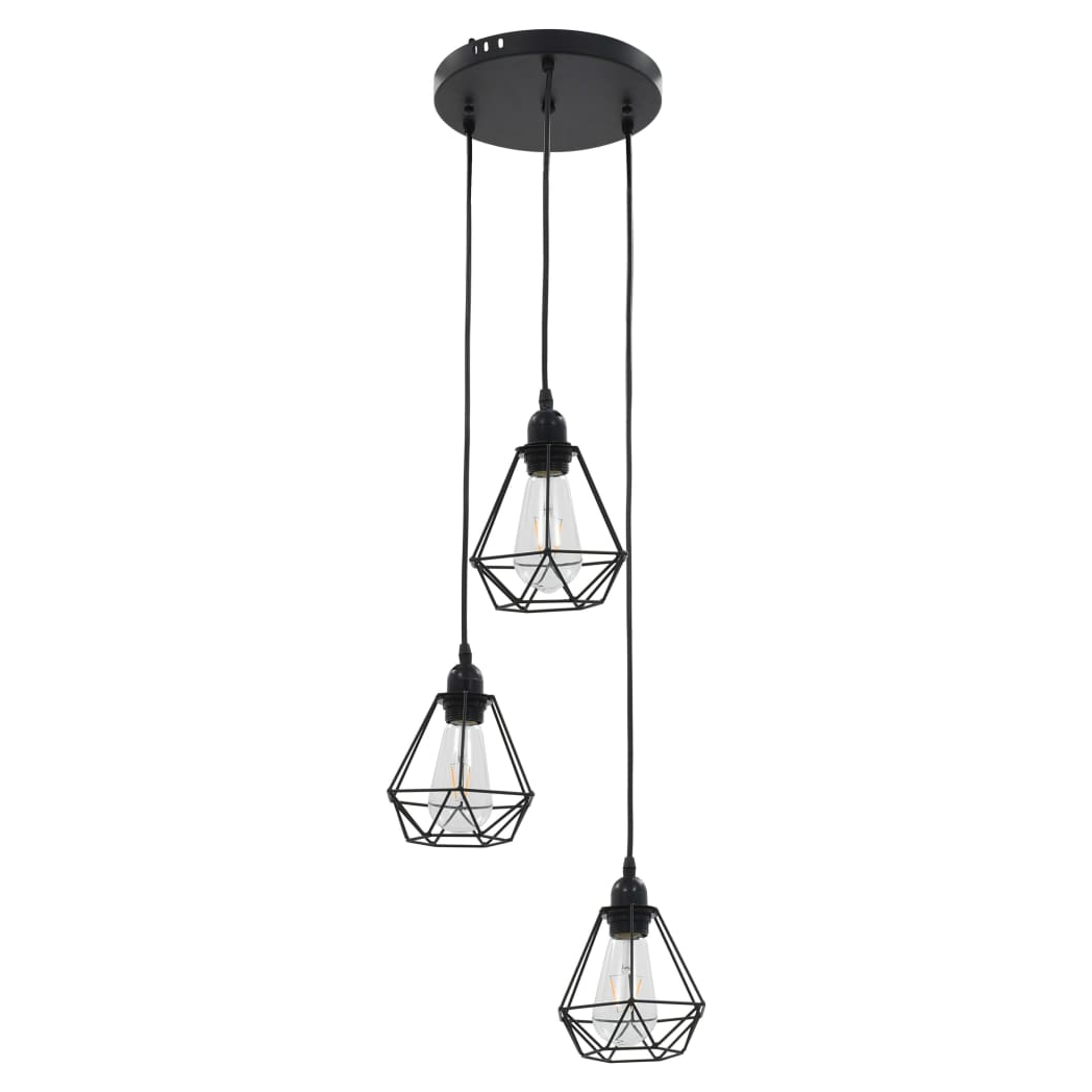 Ceiling Lamp with Diamond Design Black 3 x E27 Bulbs