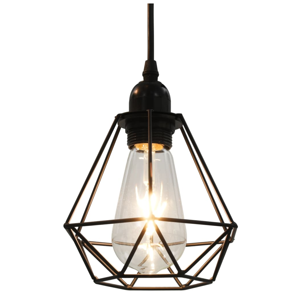 Ceiling Lamp with Diamond Design Black 3 x E27 Bulbs