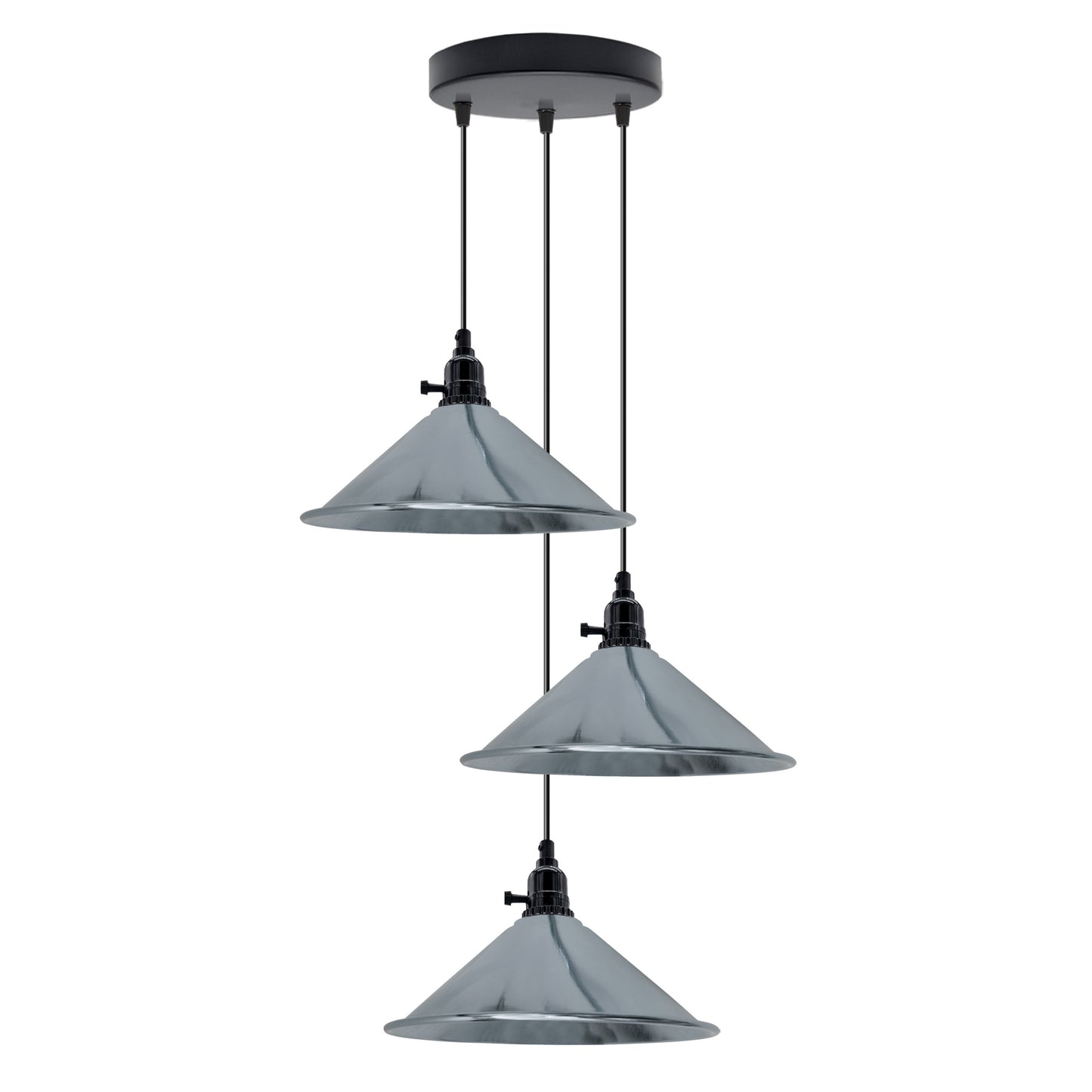 Industrial 3 Head Cluster Ceiling Pendant Light with Adjustable Cord -