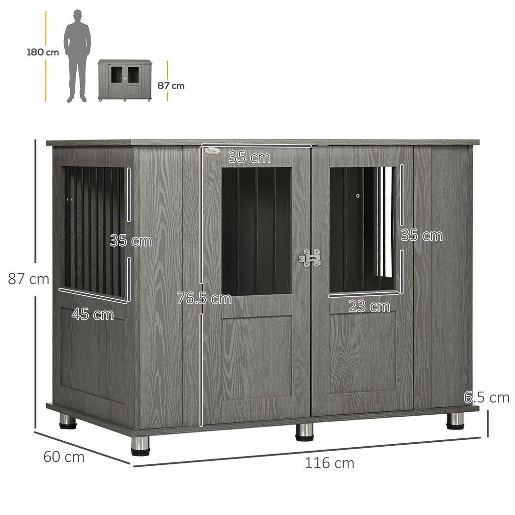 Dog Crate Kennel Cage for Extra Large Dog, Indoor End Table, Grey