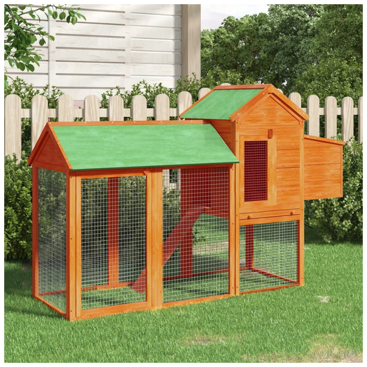Chicken Coop Brown 193x65x117 cm Solid Wood Pine