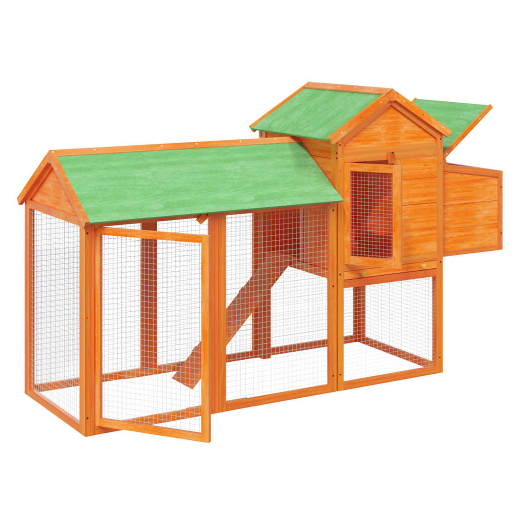 Chicken Coop Brown 193x65x117 cm Solid Wood Pine