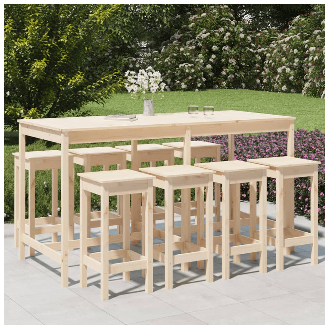 9 Piece Garden Bar Set Solid Wood Pine