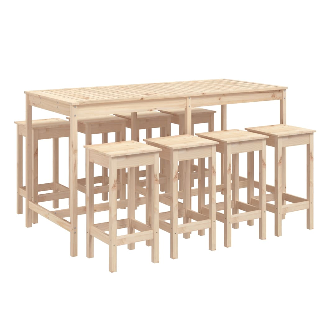 9 Piece Garden Bar Set Solid Wood Pine